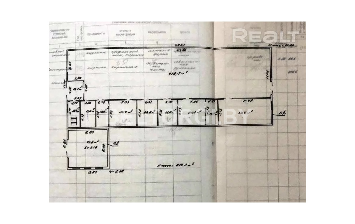 Капитальное строение площадью 810, 30 кв.м., инв. № 310/С-26358,  расположенное по адресу Гомельская обл., Гомельский р-н, п. Ченки, ул. 60  лет Октября, 6 Б Гомельская обл.