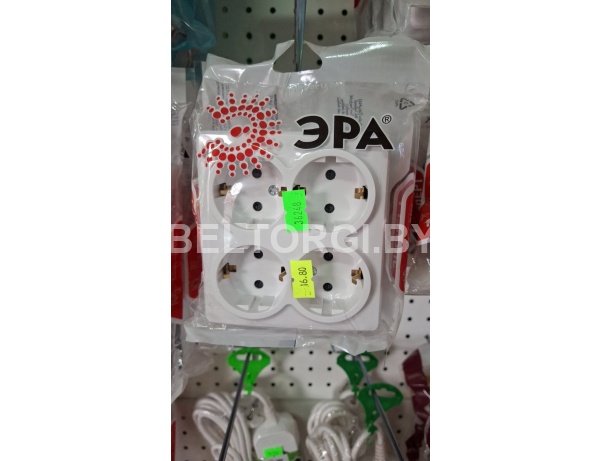11-2211-01 ЭРА Розетка 4х2P+E Schuko со шторками, 16A-250В, IP20, ОУ, Эра Эксперт, белый (8/80/1600) /Россия/ инв 5055945551525