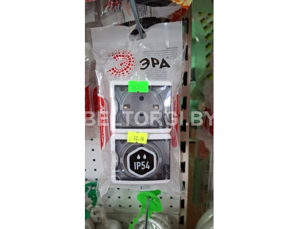 11-2403-01 ЭРА Розетка 2х2P+E IP54, 16A-250В, ОУ, Эра Эксперт, белый (8/80/1280) /Россия/ инв 5055945551594