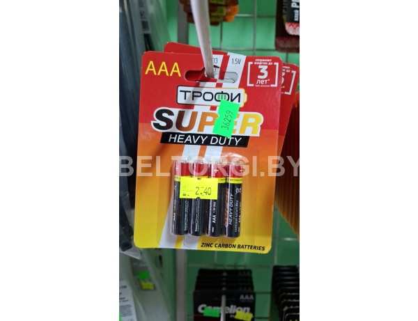 Батарейки Трофи R03-4BL SUPER HEAVY DUTY Zinc (40/960/46080) /Китай/
