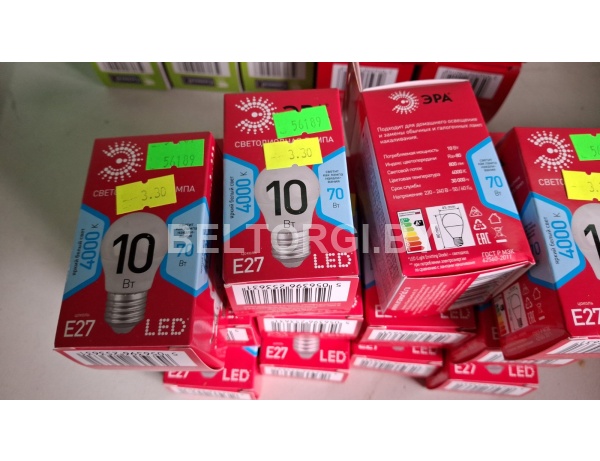 Лампочка светодиодная ЭРА RED LINE LED P45-10W-840-E27 R Е27 / E27 10Вт шар нейтральный белый свет /Россия/ инв 5056396253648