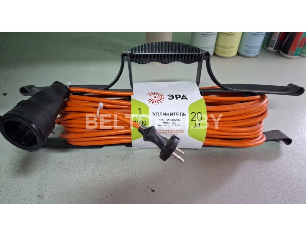 Удлинитель силовой ЭРА UFx-1-2x0.75-20m на рамке без заземления 1 розетка 20м ПВС 2x0.75мм2 /Россия/